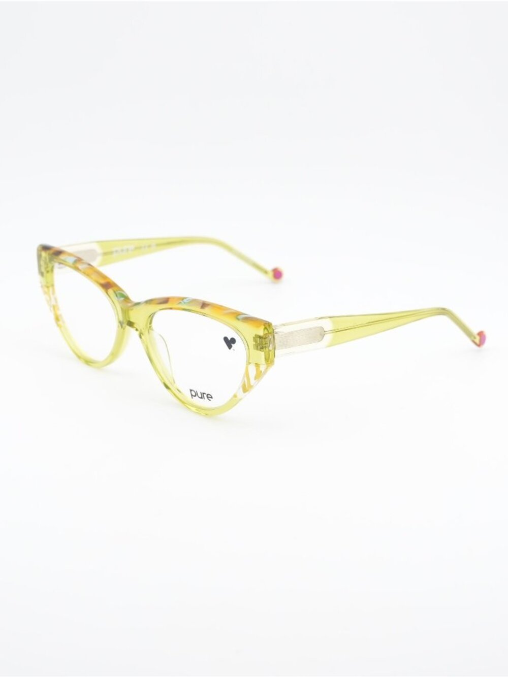 Pure P-7011 324 Eyeglasses Transparent Lime 54mm Cat Eye Frame